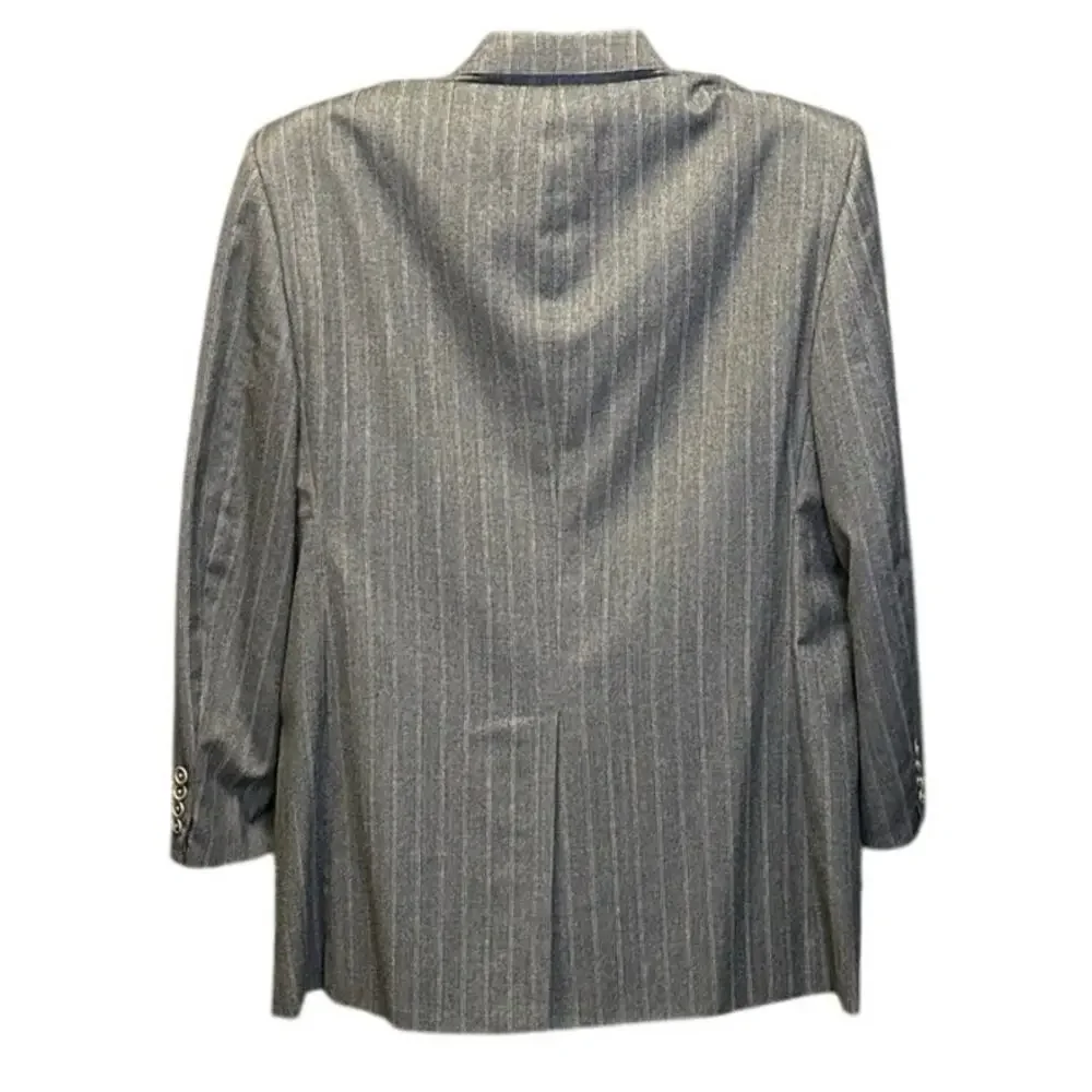 Francesco Maiolo Men’s 100% Wool Blazer Sport Coat Gray Pinstripe 44R